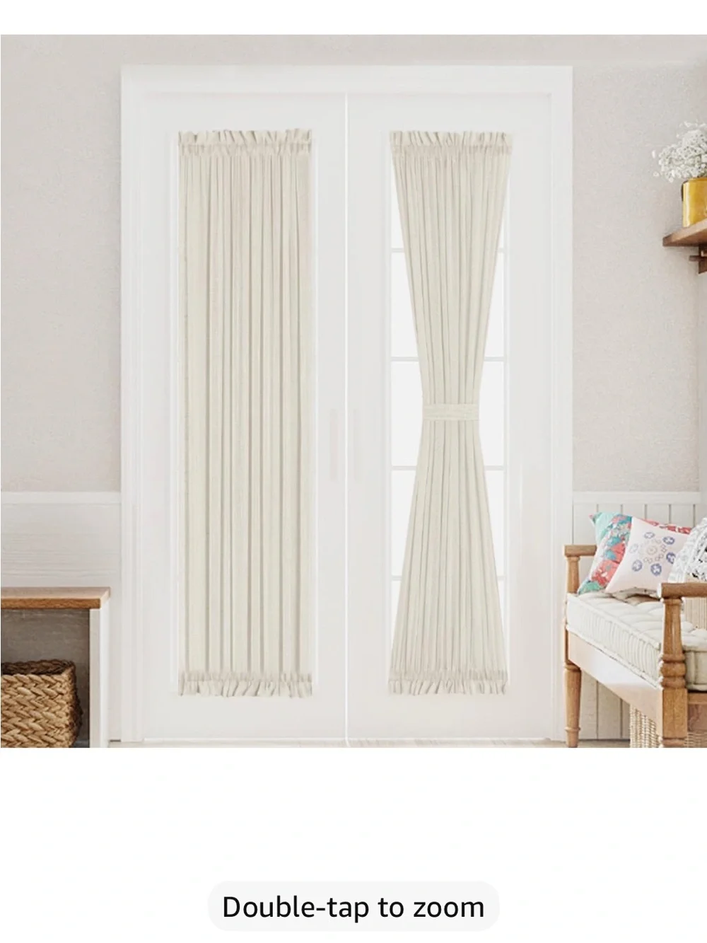 Cream Sheer French Door Curtain Panels - Home Accents (set of 2)